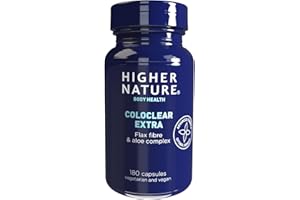 Higher Nature - ColoClear Extra - Flax Fibre & Aloe Complex - Friendly Bacteria - Bowel Supplement - Vegetarian & Vegan - 180 Capsules