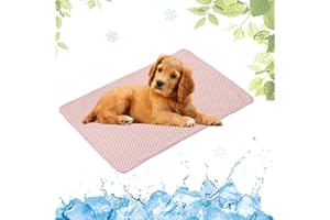 LEZUAN Dog Cooling Mat for Crates, Kennels and Beds, Heat Relief Cooling Mat for Dogs, Cats and Pet - Portable and Washable(Pink,40x50cm)