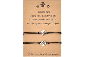 ShiQiao Spl Cadeau de perte d'animal de compagnie pour fille, fils, chien, chat, cadeau de condoléances pour femme, homme, bracelets avec empreintes de pattes pour 2 filles, garçons, cadeaux de deuil