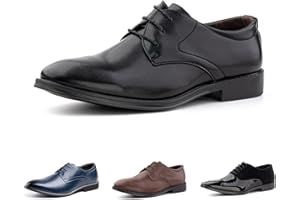 Hitmars Derby Shoes for Men Oxford Shoes Patent Leather Business Formal Dress Shoes Mens Lace Up Brogue Shoe Black Blue Brown Khaki UK4-UK13(EU37-EU48)