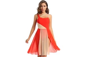 JEATHA Vestido de Danza Ballet para Mujer sin Manga Maillot con Falda Tul Leotardo Gimnasia Rítmica Vestido de Danza Lírica y Contemporánea XS-XXL