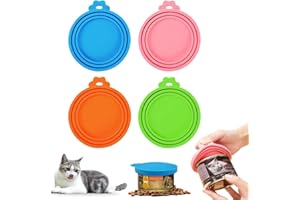 KFDDRN 4 coperchi per lattine per alimenti per animali, coperchi in silicone di alta qualità per animali domestici, coperchi universali in silicone per cani e gatti