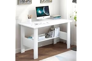 Callas Engineered Wood Computer Desk with Shelf – Modern Laptop Study Table for Home Office, Workstation & Writing Desk for Students and Professionals (ST-09-White)
