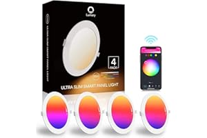 Lumary Downlight LED Techo Empotrable, 18W Panel LED Redondo Plano, 2700K-6500K, Compatible con Alexa & Google Home, 22.5 x 2 cm, 4 Pack