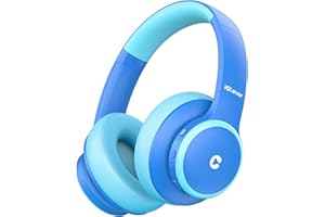 iClever BTH26 Słuchawki z aktywną redukcją szumów dla dzieci, czas odtwarzania 60 h, szybkie ładowanie typu C, bezpieczna głośność 80 dBA, bezprzewodowe słuchawki Bluetooth 5.4, przewód Aux do podróży