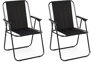 IntimaTe WM Heart Chaise de Camping Fauteuil Pliable, Chaise de Plage Confortable, Chaise Longue Portable, Lot de 2 Chaise, Charge Maximale de 90 kg (Noir), 56 cm x 77 cm x 58 cm