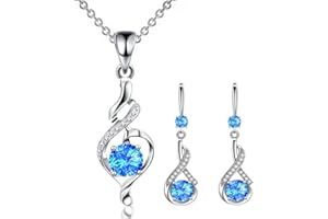 APMGONT Silver Jewellery Sets for Women, Women Crystal Teardrop Necklaces and Earrings Sets, Silver Women's Jewellery Sets with Zirconia Hook Dangle Earrings Gift for Birthday Christmas