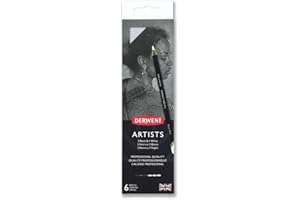 Derwent Artists Black & White Colouring Pencils With Sharpener, Drawing & Colouring, Set Of 6, Ideal For Layering & Blending, Professional Quality, 2302342