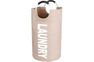 SOSAYET Ceste per la Biancheria, 90L Grandi Cesta del Bucato, Cesto portabiancheria pieghevole, Cesto per il Bucato in Tessuto Oxford, Ceste Cesta Bucato Sporco per biancheria, vestiti, coperte, cuscini-Khaki