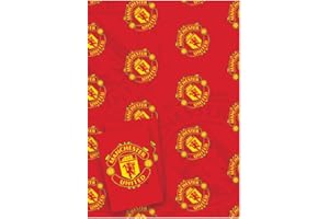 Official Manchester United FC Gift Wrapping Paper for Birthday- 2 Sheets & 2 Tags