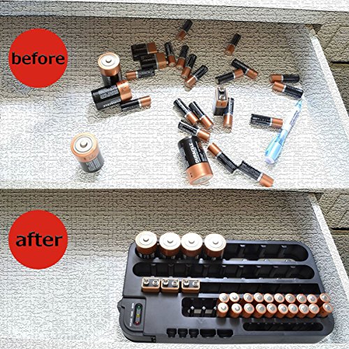 MYTK Batterie Organizer, Batterie Box, Batterie Batteriehalter (Platz für bis zu 72 Batterien) mit abnehmbarem Tester - 6
