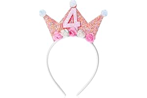 Abeillo Geburtstagskrone,Mädchen Prinzessin Krone Geburtstag,Geburtstag Krone Stirnband mit Rose Blumen, Geburtstagskrone Mädchen,Baby Geburtstag Partyhüte Party Deko