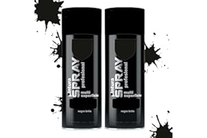various Pintura Spray Negro Brillo de 400 ml Adecuado para las Superficies de Metal, Madera y Plástico Pack de 2 Unidad