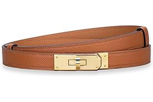 SOETDERT Damski pasek skórzany skinny, wąski, cienki pasek, klasyczny, jednokolorowy, stop, zapięcie obrotowe, regulowany pasek skórzany, cienki pasek, dekoracyjny do sukienek, dżinsów, spodni,