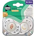 Tommee Tippee Night Time Soothers, Symmetrical Orthodontic Design, BPA-Free Silicone Baglet, Includes Steriliser Box, 18-36m, Pack of 2, Moon