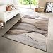 Produktbild TT Home Teppich Modern Wohnzimmer Webteppich Modern Style Wellen Meliert Grau Beige Creme, Größe:80x150 cm