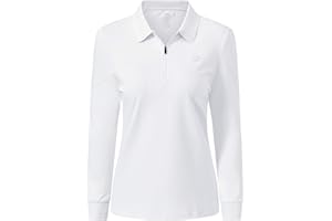 MoFiz Polo Mujer Zip Camiseta Manga Larga Invierno Algodón Trabajo Golf Tops