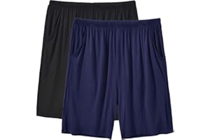 JINSHI Pantalones Cortos de Pijama para Hombre Verano Shorts de Modal con Bolsillos