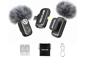 Hollyland Lark A1 Mini Duo Wireless Lavalier Microphone, 48kHz/24-bit Audio, 3-Level Noise Cancellation, 200m Range, Clip-On Mic for iPhone 15/16, Android, YouTube, Podcast & Vlog