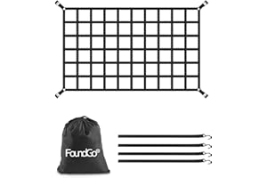 FoundGo Filet de Chargement pour Pick-up [208x127cm] Filet de Remorque Lourd résistant à la déchirure Filet de Chargement Réglable pour SUV Camion, Compris 4X Sangles Fixes, Sac de Rangement