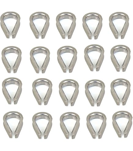 YSDMY Drahtseil-Kauschen 2 Mm – 20 Stück Edelstahl + 50 Aluminiumhülsen, Für Seilenden & Kabel, Rostfrei