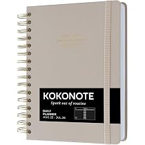 Agenda Scolaire 2025-2026 Kokonote - Format A5, Couverture Rigide, Spirale - Organisation Quotidienne Pour étudiants & Pros - 5