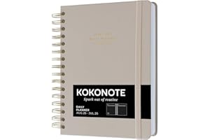 Kokonote - Agenda 2025-2026 Journalier Misty Gray | Agenda Scolaire 12 mois, Format A5, Daily Planner pour Université, Lycée ou Étudiant