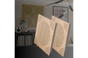 DECIBEL Unique Designer Wood Perforated Premium Acoustic Panels CIRCULO 2-pack - Sound Absorption For Home Office Recording Studio, Podcasts, Youtube and Streaming Sound Panels Modern Wall Decoration (Oak)