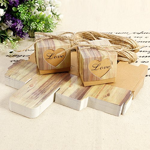 50 x Kraftpapier Hochzeit Gastgeschenk Bonboniere Box Geschenkbox Geschenkschachtel Kartonage Geschenkverpackung Tischdeko - 5