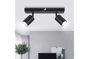 ‎KETOM Ketom LED Deckenstrahler Schwarz, Deckenlampe 2 Flammig Schwenkbar, GU10 Küchenlampe Deckenleuchte Srahler, Modern Deckenspot Lampe für Küche, Wohnzimmer, Ohne Leuchtmittel