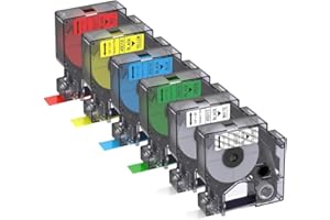 Nastri per Etichette BIGGER Compatible In sostituzione di Dymo D1 45010 45013 45016 45017 45018 45019, 12mm x 7m, usato con Dymo LabelManager 120P 160 210D 360D 420P, confezione da 6