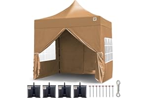 Gorilla Gazebo 2.5x2.5mtr Pop Up Commercial Grade Gazebo with Four Side Panels and Wheeled Carrybag (Beige)
