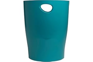 Exacompta - Réf. 45334D - 1 corbeille à papier avec poignées ECOBIN Skandi - Grande capacité 15 litres - Dimensions 26,3 x 26,3 x 33,5 cm - Pour bureau ou maison - Couleur Bleu Pacifique
