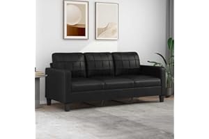 Emmtore Sofá de 3 plazas de Cuero sintético Negro 180 cm