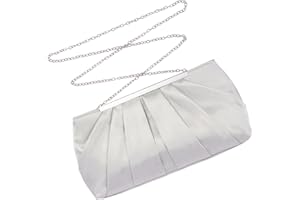 Zercart Women Envelope Clutch Bag Pleated Satin Evening Handbag Evening Clutch Bags Elegant Satin Shoulder Bags with Detachable Chain Strap for Wedding Party Prom Bridal