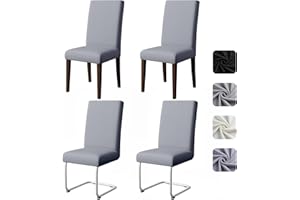 Pacok Dining Room Chair Covers Set of 4,Stretch Dining Chair Slipcovers Elastic Removable Washable Seat Covers for Hotel Kitchen Banquet Ceremony(Grey)