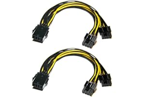 YieJoya Câbles d'alimentation PCIe 8 broches à 8 broches, pack de 2 adaptateurs d'alimentation 8 broches vers double PCIe 8 broches (6+2) express pour carte graphique