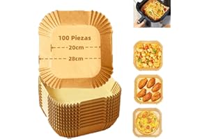PAWARSO Papier do pieczenia frytkownicy, 100 sztuk, 20 cm, akcesoria Airfryer, nieprzywierające, wodoodporne, olejoodporne, jednorazowe, do frytkownicy 4-8 l, piekarnika, kuchenki mikrofalowej