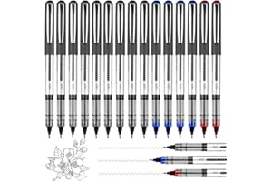 ARIEL-GXR Rollerball Pens,15 Pack 0.5mm Gel Pens black,Quick-Drying Ink Rolling Ball Pens, Black Liquid Ink Pen for Office, Home,School (9 Black, 4 Blue, 2 Red)