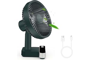 Dreamhigh® 5000 mAh wentylator USB, cichy, automatycznie obracany, przenośny, do ponownego ładowania, 4 stopnie prędkości, mini wentylator do domu, biura, wózka dziecięcego, na kemping