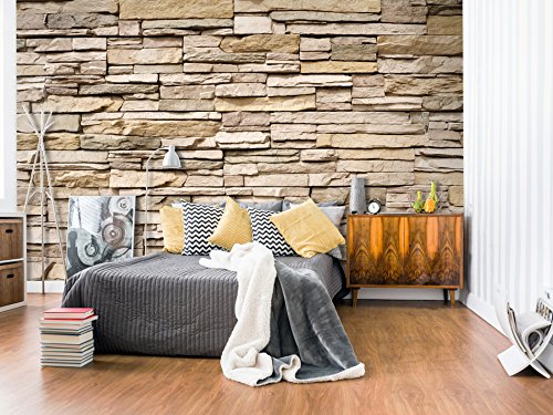 FOTOTAPETE STEINWAND 400×280 cm – VLIES TAPETE PREMIUM – PROFI QUALITÄT – VIELE MOTIVE ! – Top moderne Wanddeko – Riesen Wandbild – Top Design Tapete – Neue exklusive Edition mit noch besser Druckauflösung – Deutsches Premium Vlies – Steintapete Steine Stein Mauer Steinoptik 3D f-B-0013-a-a - 5