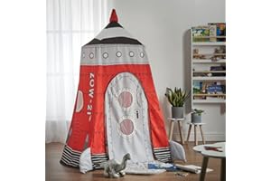 Haus Projekt Space Rocket Pop Up Tent, Kids Portable Playhouse with Bag, Indoor & Outdoor, Beach or Garden Sun Shade, Foldable Pretend Children's Role Play Tent Boys & Girls, Fantasy Spaceship Theme
