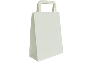 Carte Dozio - Shopper in Kraft Color Bianco, Maniglia Piatta, F.To Cm 18+8 X 24, Cf 25 Pz