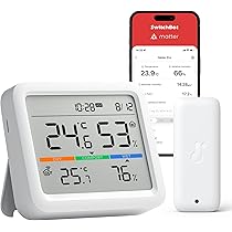 SwitchBot Thermometer hygrometer voor binnen, bluetooth buitenthermometer, luchtvochtigheidsmeter met app, dauwpunt/VPD/absolute vochtigheidssensor