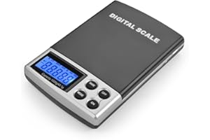 Flexzion Bilancia tascabile ad alta precisione, Bilancino digitale per gioielli oro, Strumento elettronico di peso mini 1000 g x 0,1 g, Display LCD portatile con coperchio bilancina professionale