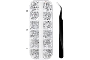 ILLUVA 1500 Strass Cristallo, Glitter Brillantini Decorazioni per Unghie, Nail Art und Make Up - Bianco, 2mm, 3mm, 4mm