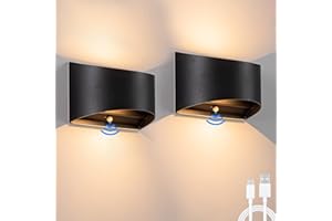 Liyabber 6W LED Bateria Lampa ścienna bezprzewodowa z detektorem ruchu,USB-C akumulatorowa lampa ścienna,3200mAh wewnętrzna lampa ścienna z przełącznikiem,2-częściowa lampa korytarza zasilana baterią