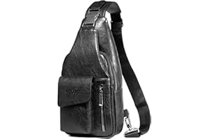 FANDARE Retro Bolso Pecho Hombre Bolsos Cruzados Negocio Bandoleras Cruzada Ultraligero Sling Crossbody Bag Bolsas de automoción para Viaje Deportes Ciclismo Montañismo Impermeable Cuero
