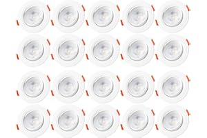 VLIO LED Spot Lights 24mm Ultra Slim, 5W 460lm LED Downlights Ceiling, Cool White 6000K LED Recessed Ceiling Lights, Rotatable IP20 Waterproof Bathroom Spotlights, 20 Pack