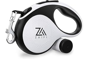 ZAIFI Retractable Dog Lead with Poo Bag Holder, 5m/16ft Extendable Dog Leash with 360° Tangle-Free Design, Suitable for Dogs Up to 30Kg/66Lbs Anti-Slip Handle and One-Handed Brake.